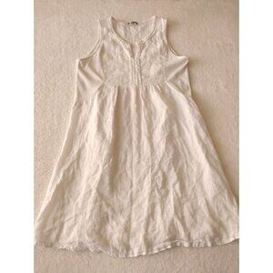 Terzo Millenio Italy Linen Dress Quiet Luxury Lace Beach Sleeveless M White